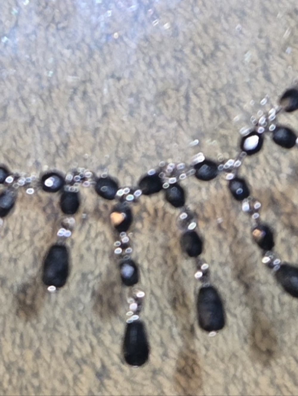 1925 Brand Black Beaded Statement Necklace - Adjustable Choker 15"-18"
